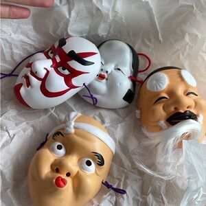 Traditional Japanese Noh Masks Set for Kids